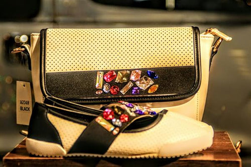 Handbag with stylish ballet shoes