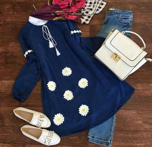 Long blouse + Jeans trouser